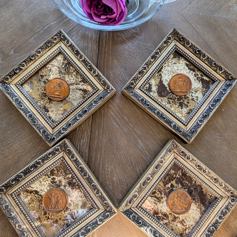 Vintage Style Gold and Brown Decorative Coasters